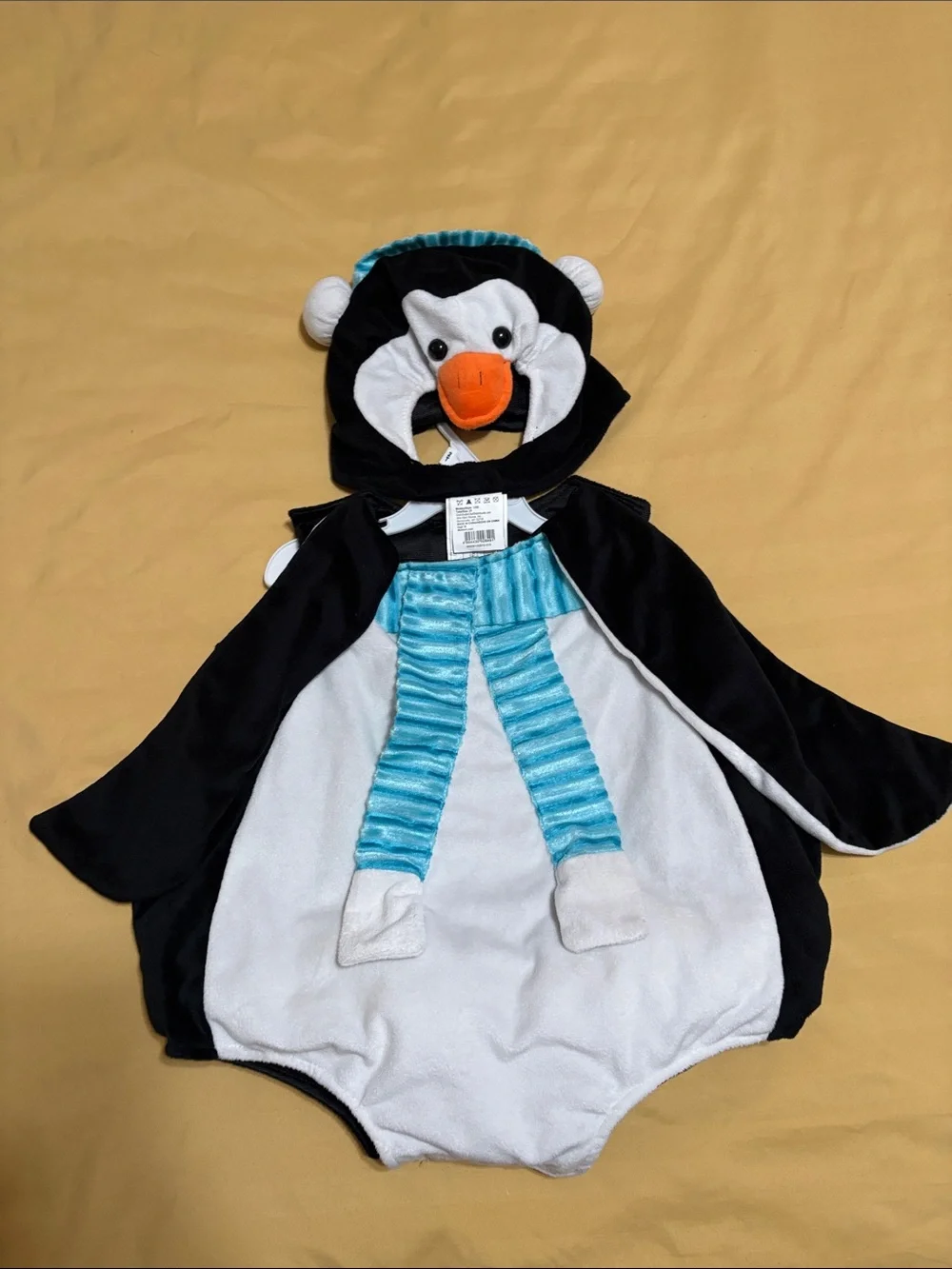 Kids Penguin Costume Romper with Hood - Black, White & Blue